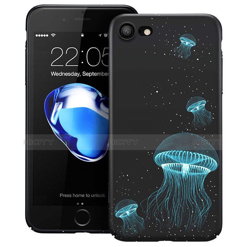Funda Dura Plastico Rigida Fluorescencia para Apple iPhone 7 Negro