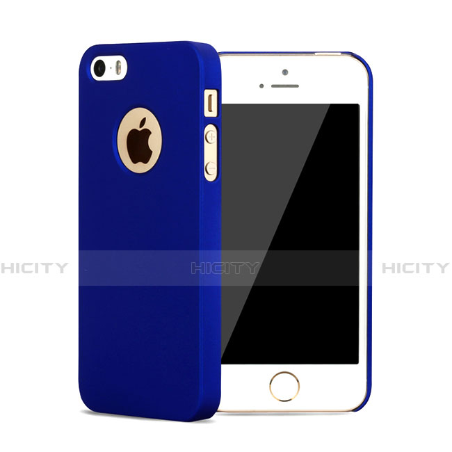 Funda Dura Plastico Rigida Mate con Agujero para Apple iPhone 5 Azul
