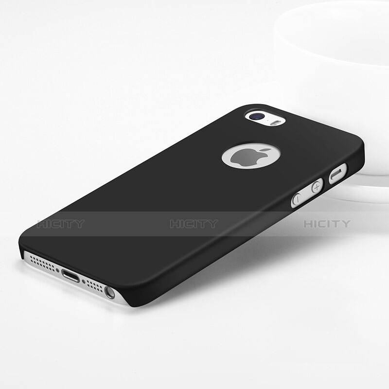 Funda Dura Plastico Rigida Mate con Agujero para Apple iPhone 5 Negro