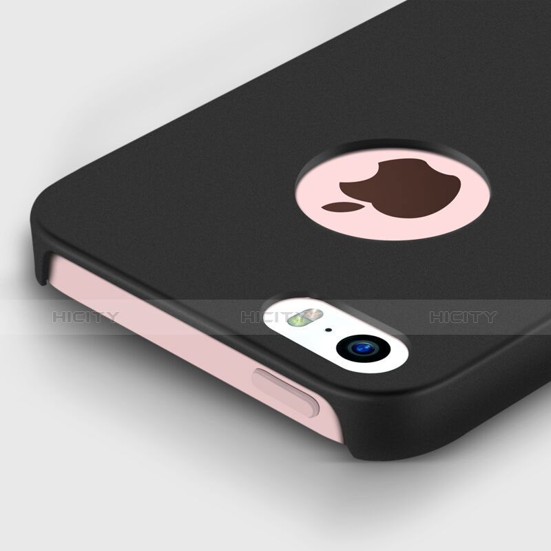 Funda Dura Plastico Rigida Mate con Agujero para Apple iPhone 5 Negro