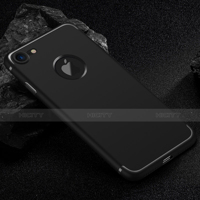 Funda Dura Plastico Rigida Mate con Agujero para Apple iPhone 8 Negro