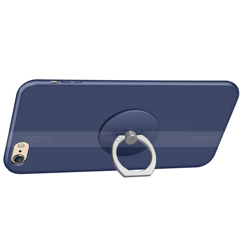 Funda Dura Plastico Rigida Mate con Anillo de dedo Soporte A01 para Apple iPhone 6S Azul