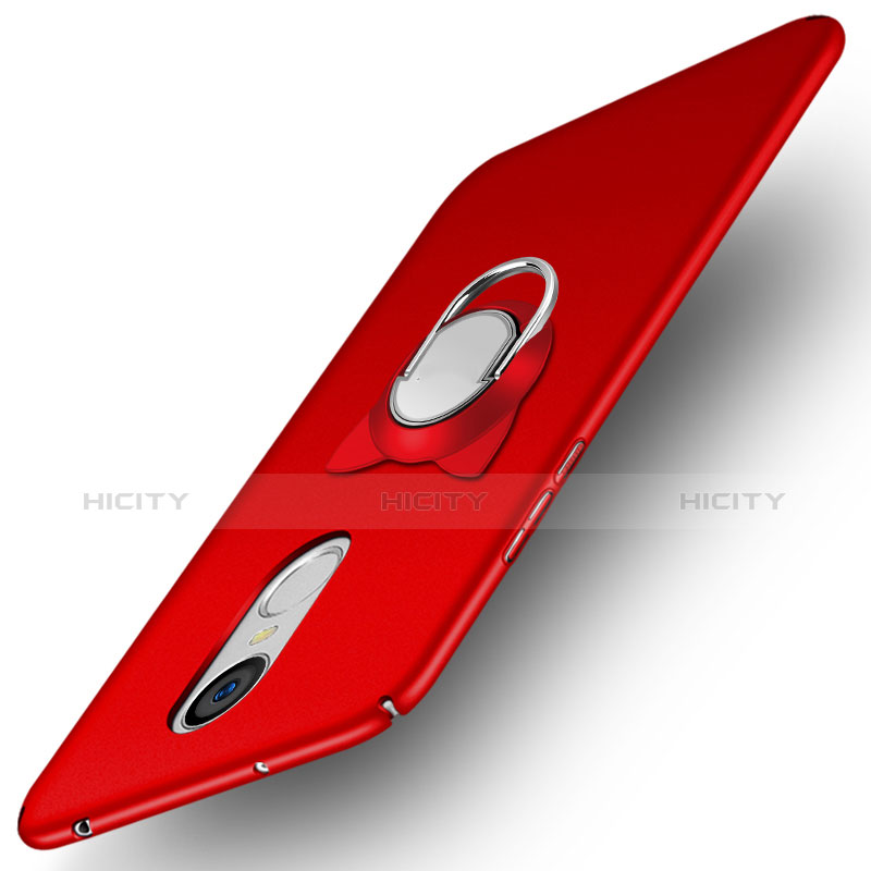 Funda Dura Plastico Rigida Mate con Anillo de dedo Soporte A02 para Huawei Enjoy 6 Rojo