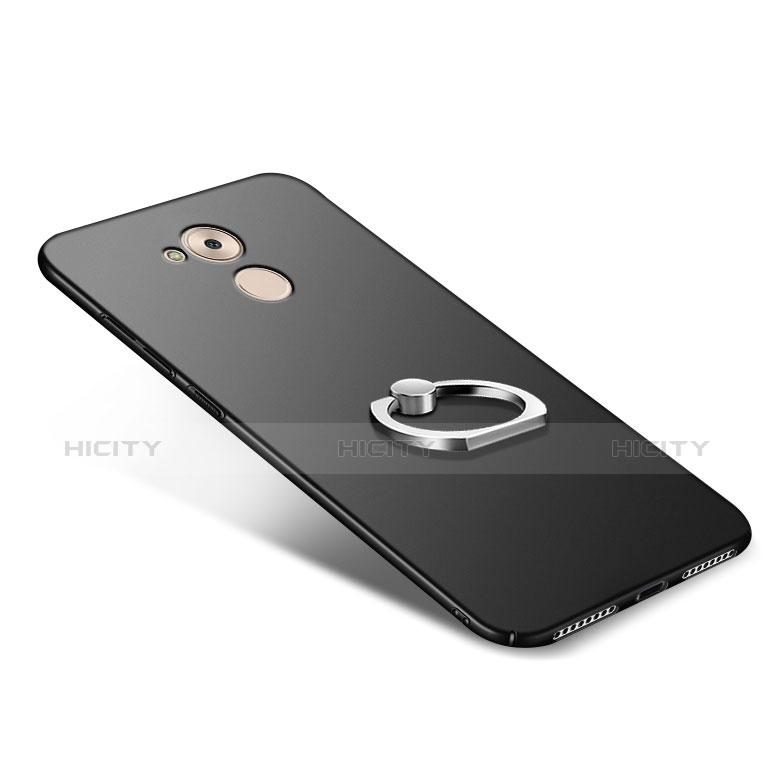 Funda Dura Plastico Rigida Mate con Anillo de dedo Soporte A02 para Huawei Enjoy 6S Negro