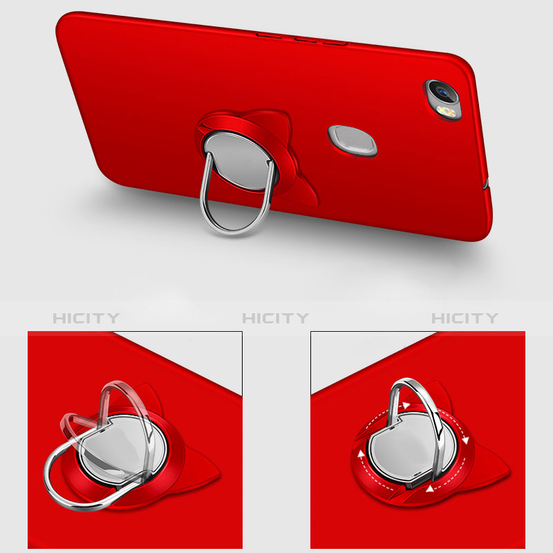 Funda Dura Plastico Rigida Mate con Anillo de dedo Soporte A02 para Huawei Honor Note 8 Rojo
