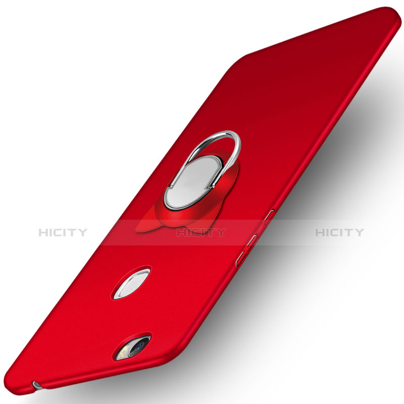 Funda Dura Plastico Rigida Mate con Anillo de dedo Soporte A02 para Huawei Honor V8 Max Rojo