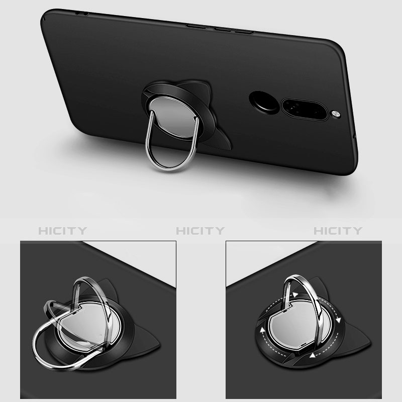 Funda Dura Plastico Rigida Mate con Anillo de dedo Soporte A02 para Huawei Maimang 6 Negro