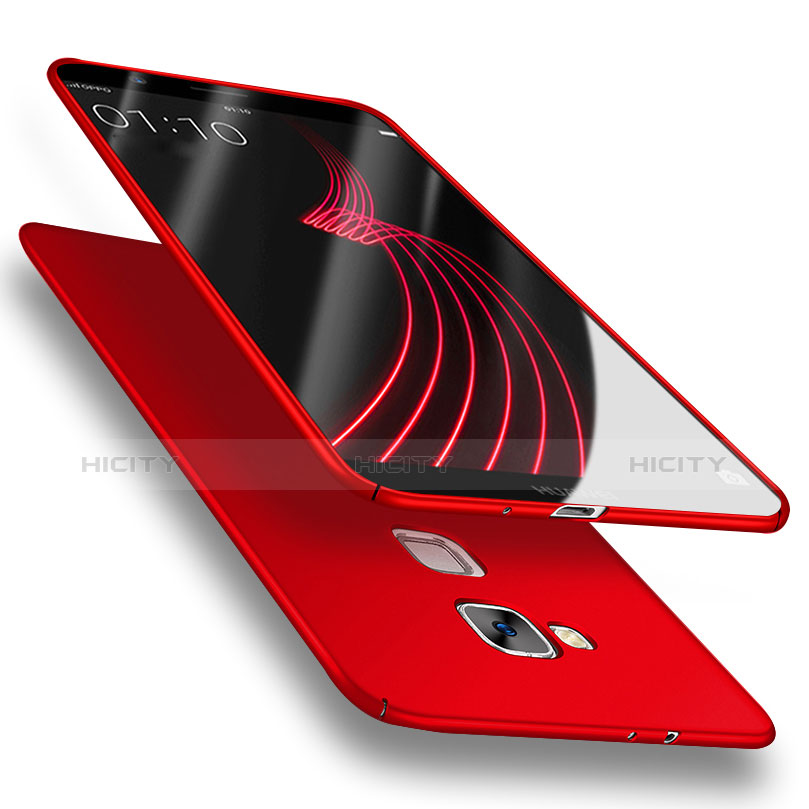 Funda Dura Plastico Rigida Mate con Anillo de dedo Soporte A02 para Huawei Mate 7 Rojo