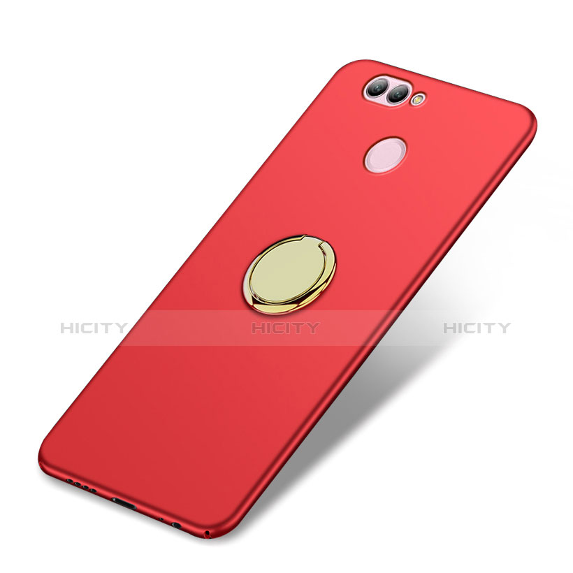 Funda Dura Plastico Rigida Mate con Anillo de dedo Soporte A02 para Huawei Nova 2 Plus Rojo