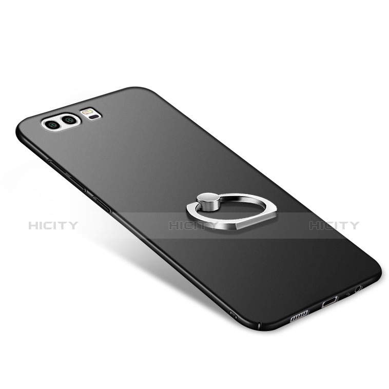 Funda Dura Plastico Rigida Mate con Anillo de dedo Soporte A02 para Huawei P10 Plus Negro