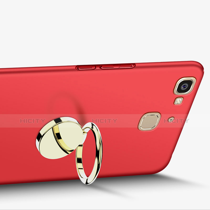 Funda Dura Plastico Rigida Mate con Anillo de dedo Soporte A02 para Huawei P8 Lite Smart Rojo