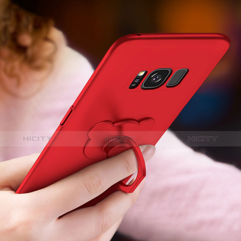 Funda Dura Plastico Rigida Mate con Anillo de dedo Soporte A02 para Samsung Galaxy S8 Plus Rojo