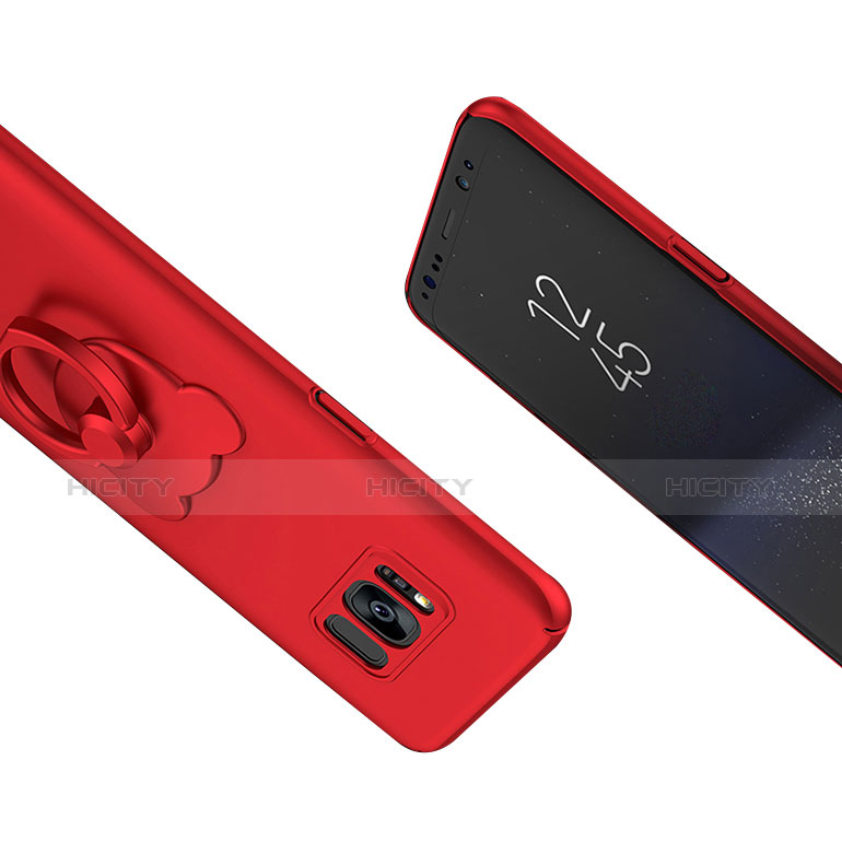 Funda Dura Plastico Rigida Mate con Anillo de dedo Soporte A02 para Samsung Galaxy S8 Plus Rojo