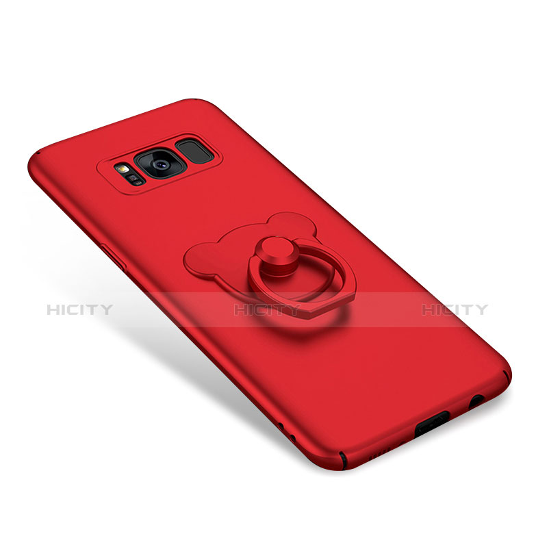 Funda Dura Plastico Rigida Mate con Anillo de dedo Soporte A02 para Samsung Galaxy S8 Plus Rojo