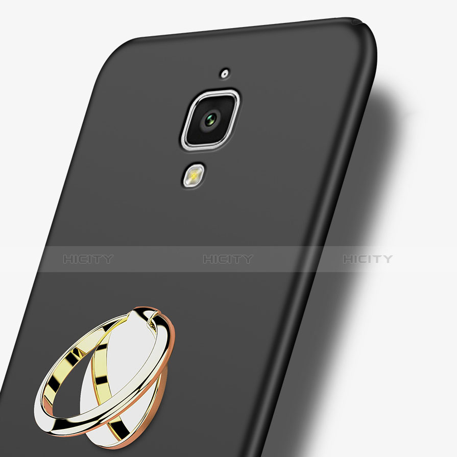 Funda Dura Plastico Rigida Mate con Anillo de dedo Soporte A02 para Xiaomi Mi 4 LTE Negro