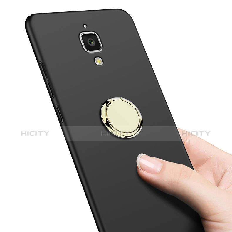 Funda Dura Plastico Rigida Mate con Anillo de dedo Soporte A02 para Xiaomi Mi 4 LTE Negro