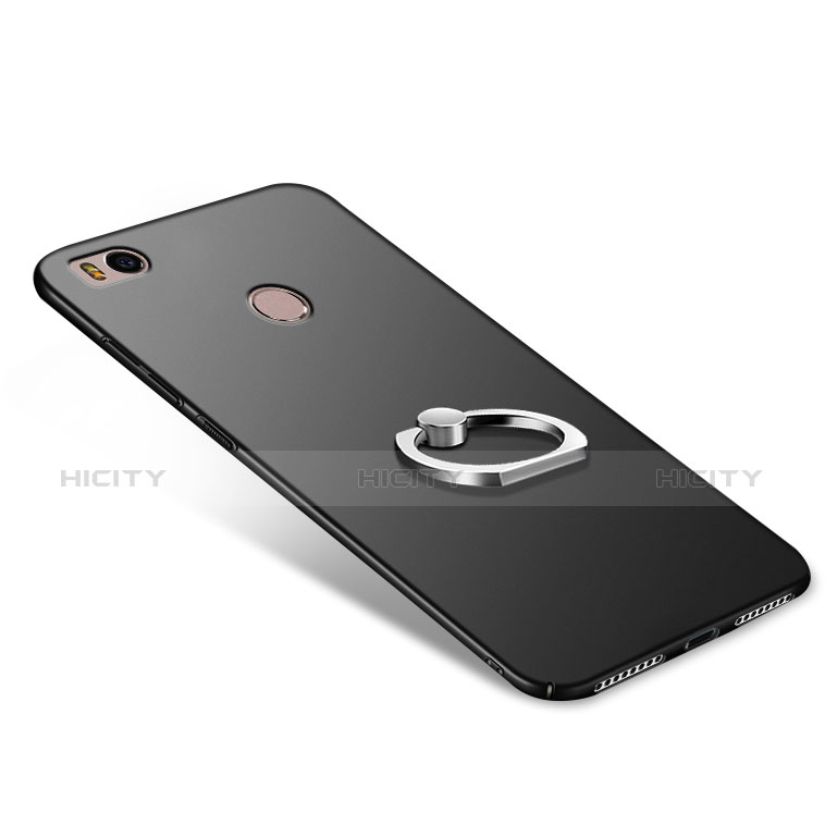 Funda Dura Plastico Rigida Mate con Anillo de dedo Soporte A02 para Xiaomi Mi 4S Negro
