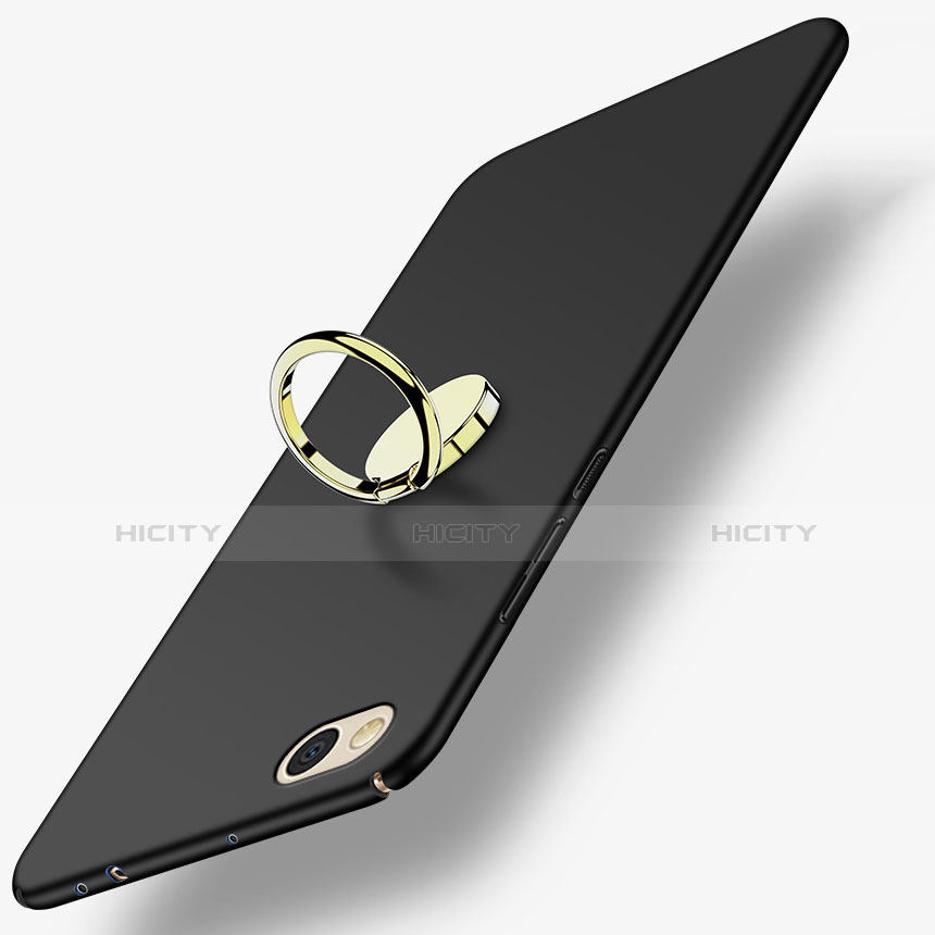 Funda Dura Plastico Rigida Mate con Anillo de dedo Soporte A02 para Xiaomi Mi 5C Negro