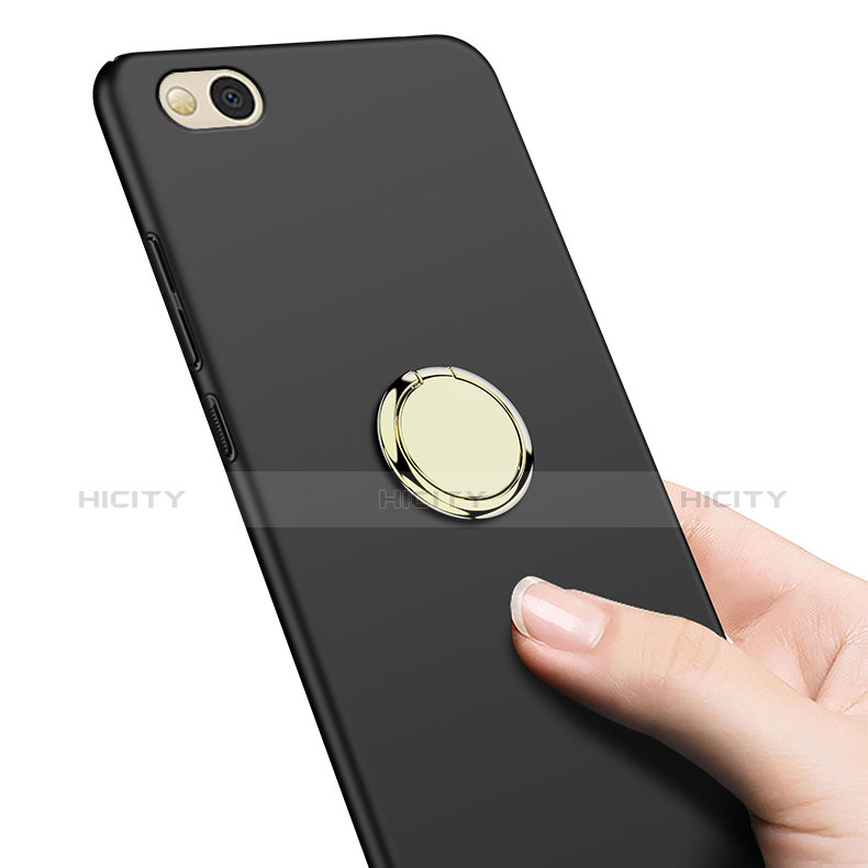 Funda Dura Plastico Rigida Mate con Anillo de dedo Soporte A02 para Xiaomi Mi 5C Negro