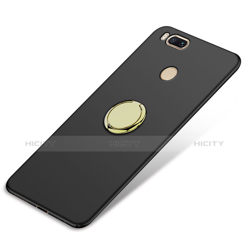 Funda Dura Plastico Rigida Mate con Anillo de dedo Soporte A02 para Xiaomi Mi 5X Negro