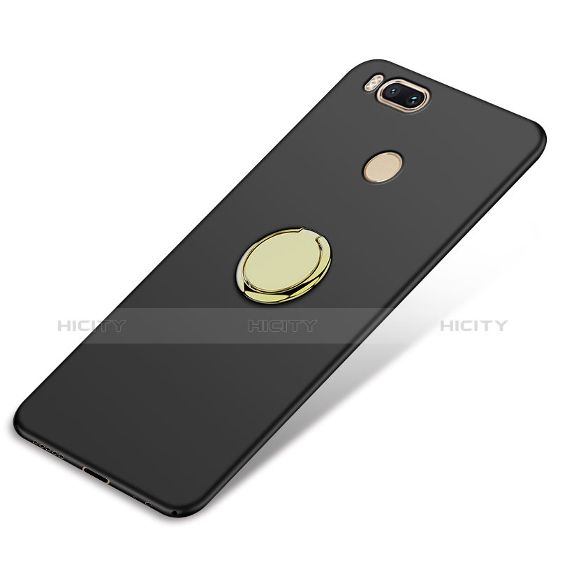 Funda Dura Plastico Rigida Mate con Anillo de dedo Soporte A02 para Xiaomi Mi A1 Negro