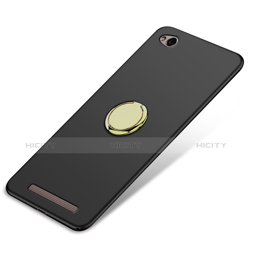 Funda Dura Plastico Rigida Mate con Anillo de dedo Soporte A02 para Xiaomi Redmi 3 Negro