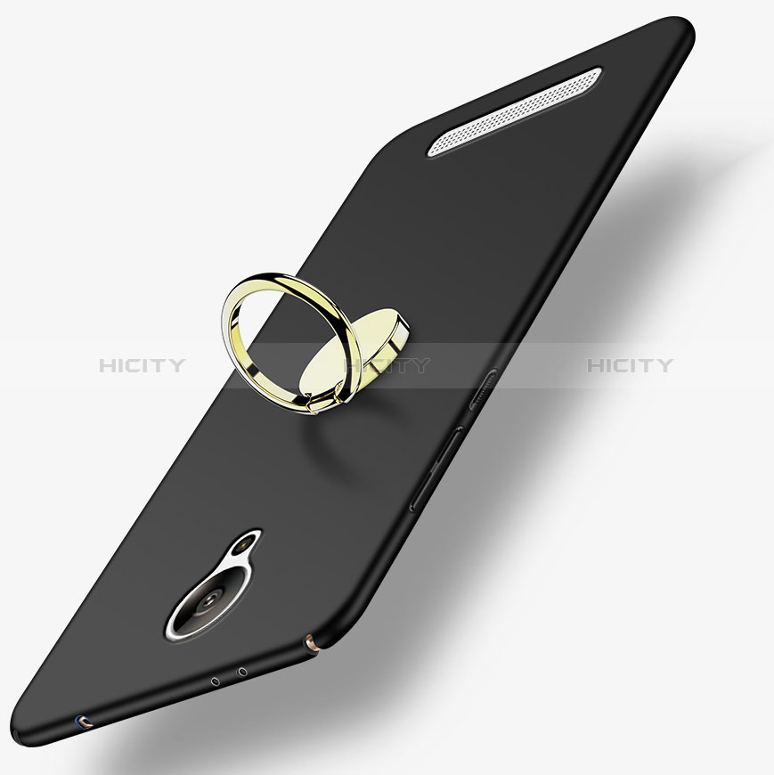 Funda Dura Plastico Rigida Mate con Anillo de dedo Soporte A02 para Xiaomi Redmi Note 2 Negro
