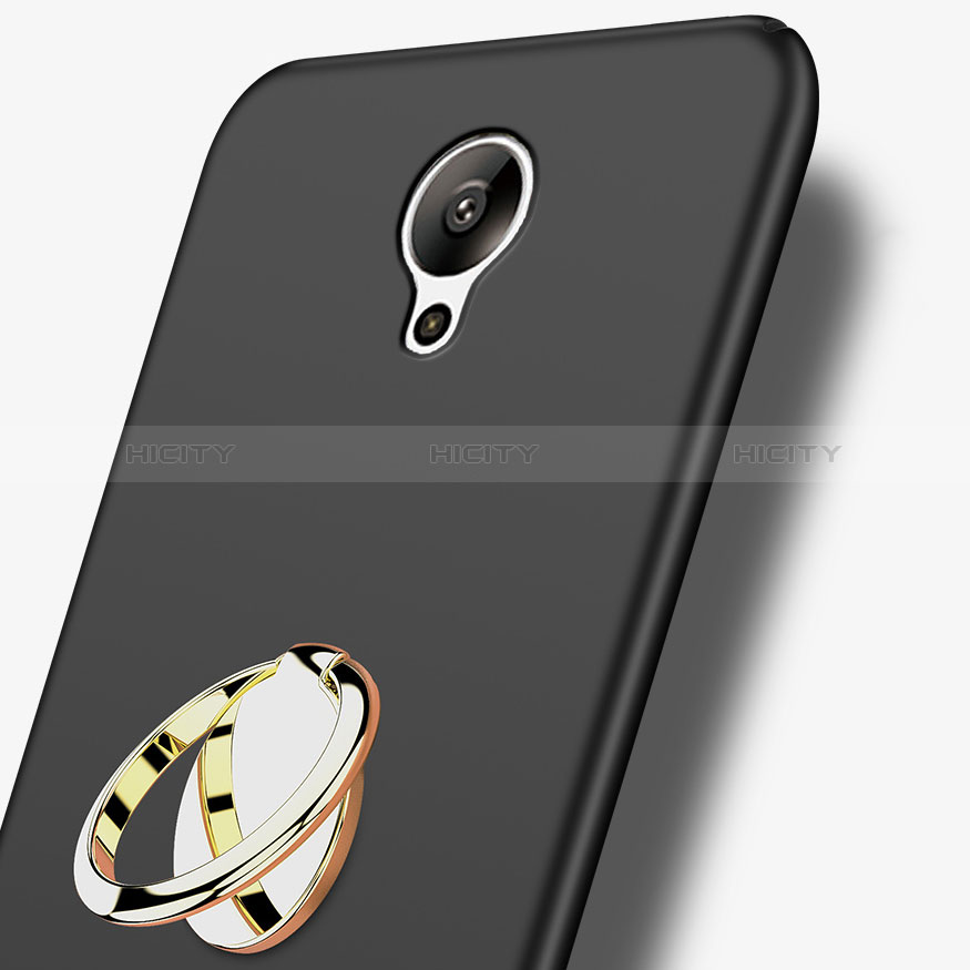 Funda Dura Plastico Rigida Mate con Anillo de dedo Soporte A02 para Xiaomi Redmi Note 2 Negro