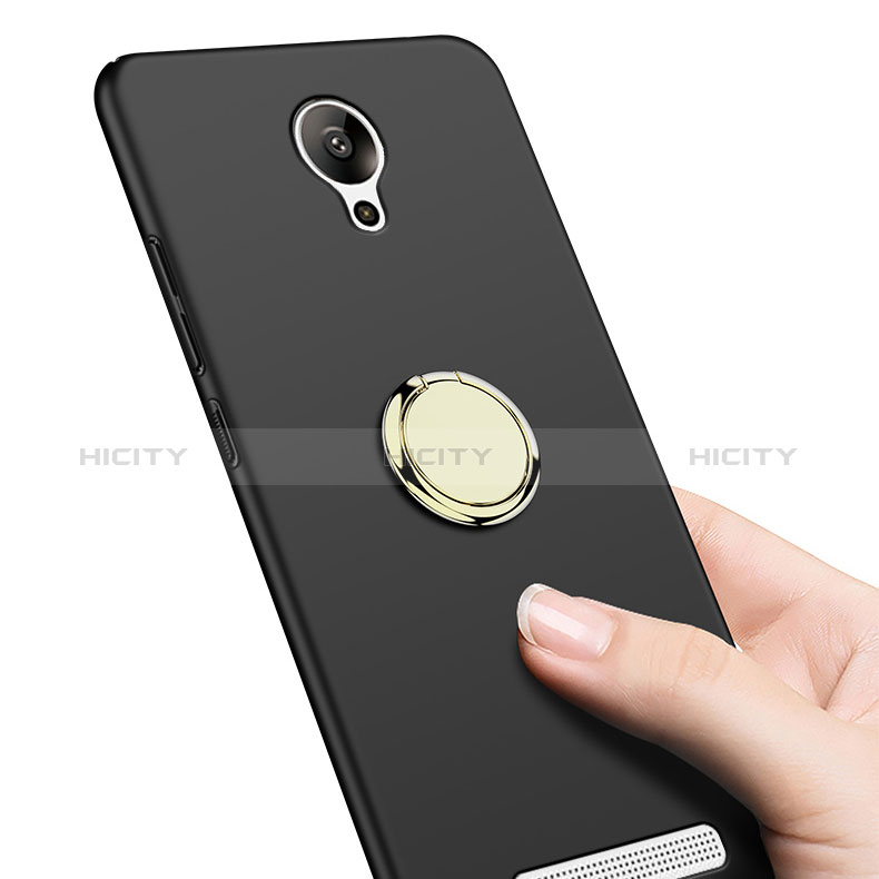 Funda Dura Plastico Rigida Mate con Anillo de dedo Soporte A02 para Xiaomi Redmi Note 2 Negro