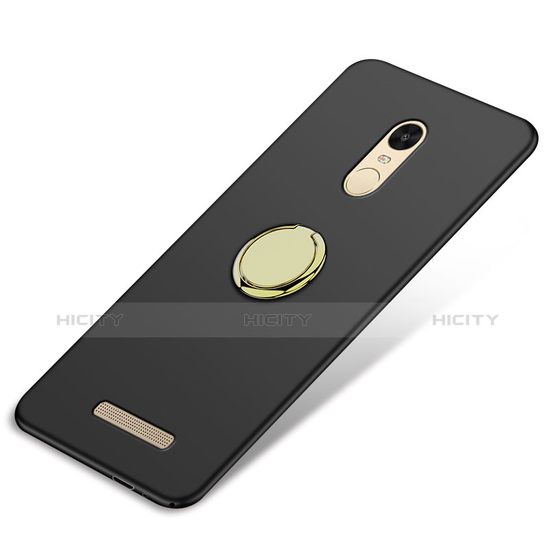 Funda Dura Plastico Rigida Mate con Anillo de dedo Soporte A02 para Xiaomi Redmi Note 3 Pro Negro