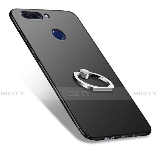 Funda Dura Plastico Rigida Mate con Anillo de dedo Soporte A03 para Huawei Honor 8 Pro Negro