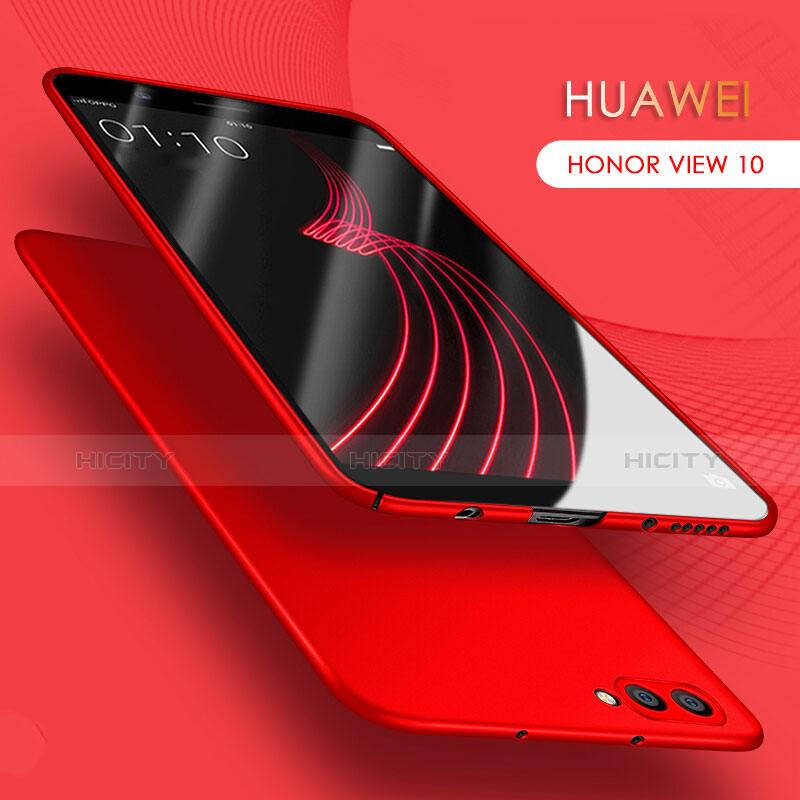 Funda Dura Plastico Rigida Mate con Anillo de dedo Soporte A03 para Huawei Honor V10 Rojo