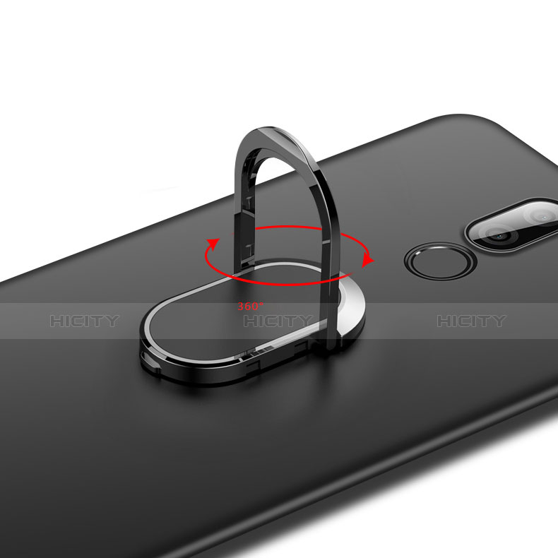 Funda Dura Plastico Rigida Mate con Anillo de dedo Soporte A03 para Huawei Mate 10 Lite Negro