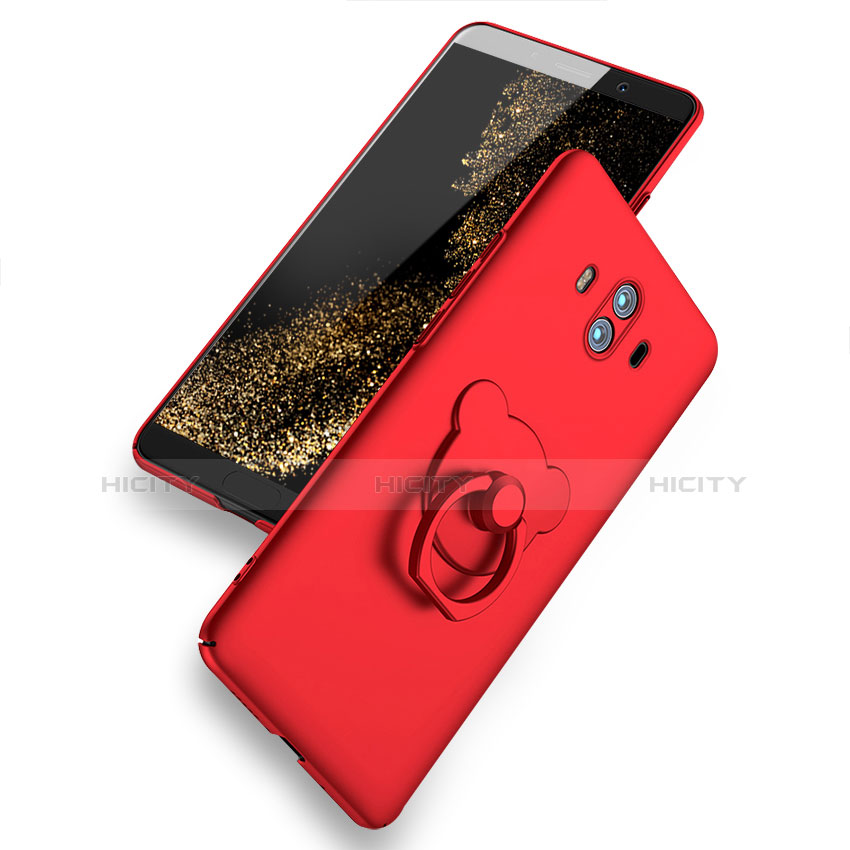 Funda Dura Plastico Rigida Mate con Anillo de dedo Soporte A03 para Huawei Mate 10 Rojo