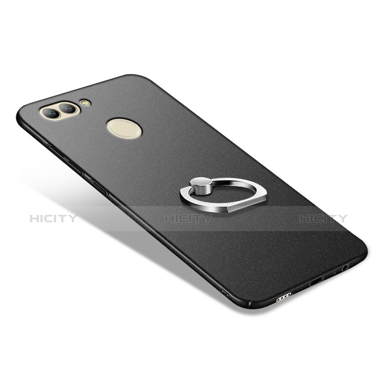 Funda Dura Plastico Rigida Mate con Anillo de dedo Soporte A03 para Huawei Nova 2 Plus Negro