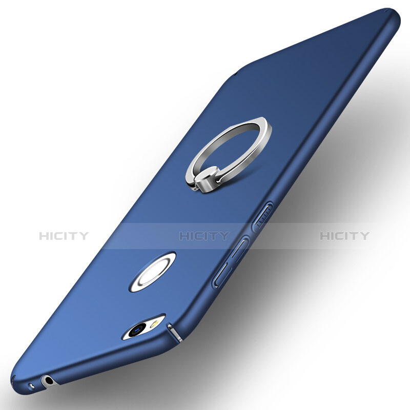 Funda Dura Plastico Rigida Mate con Anillo de dedo Soporte A03 para Huawei P8 Lite (2017) Azul