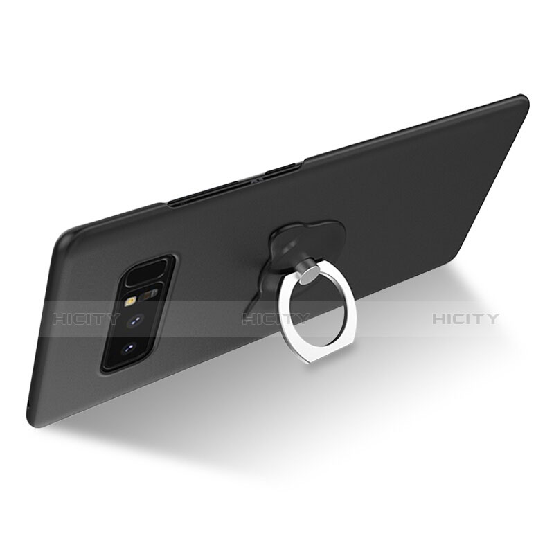 Funda Dura Plastico Rigida Mate con Anillo de dedo Soporte A03 para Samsung Galaxy Note 8 Duos N950F Negro