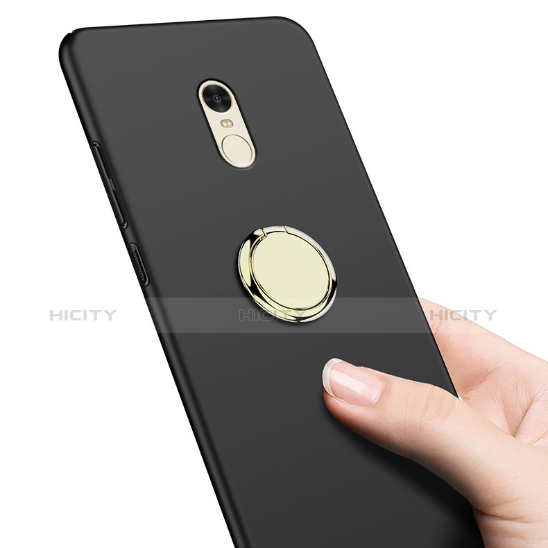 Funda Dura Plastico Rigida Mate con Anillo de dedo Soporte A03 para Xiaomi Redmi Note 4X High Edition Negro