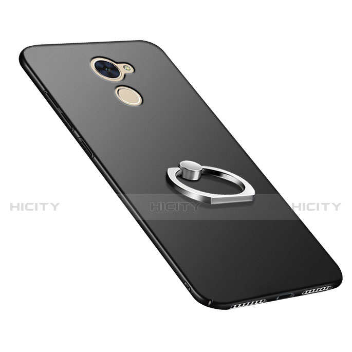 Funda Dura Plastico Rigida Mate con Anillo de dedo Soporte A04 para Huawei Enjoy 7 Plus Negro