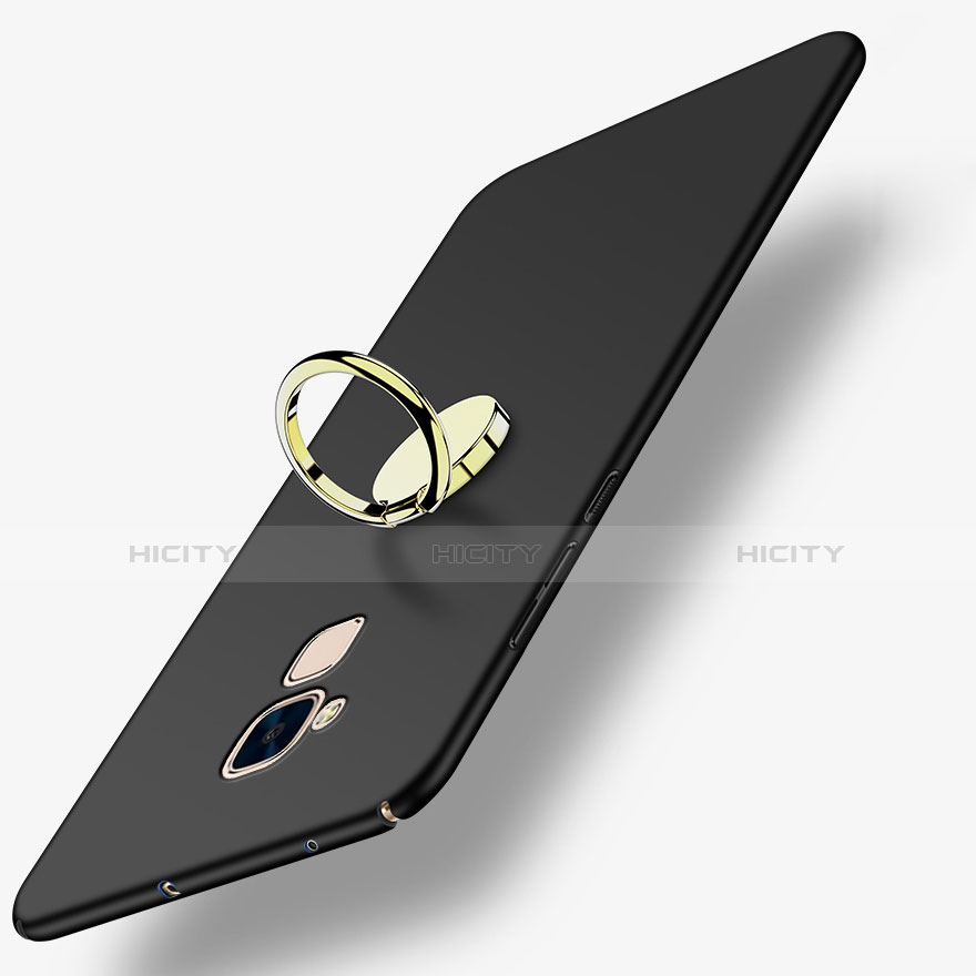 Funda Dura Plastico Rigida Mate con Anillo de dedo Soporte A04 para Huawei GR5 Mini Negro