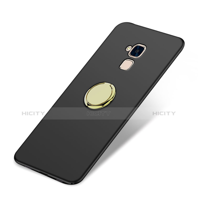 Funda Dura Plastico Rigida Mate con Anillo de dedo Soporte A04 para Huawei Honor 5C Negro