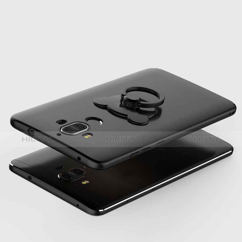 Funda Dura Plastico Rigida Mate con Anillo de dedo Soporte A04 para Huawei Mate 9 Negro