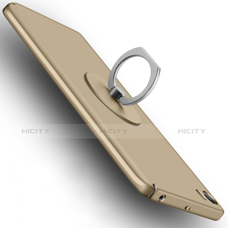 Funda Dura Plastico Rigida Mate con Anillo de dedo Soporte A04 para Xiaomi Mi 5 Oro