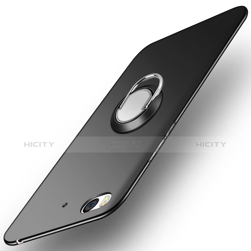 Funda Dura Plastico Rigida Mate con Anillo de dedo Soporte A04 para Xiaomi Mi 5S 4G Negro