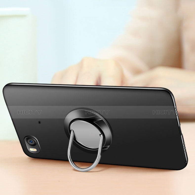 Funda Dura Plastico Rigida Mate con Anillo de dedo Soporte A04 para Xiaomi Mi 5S 4G Negro