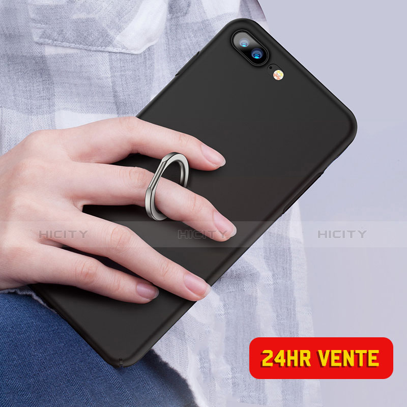 Funda Dura Plastico Rigida Mate con Anillo de dedo Soporte A05 para Apple iPhone 7 Plus Negro