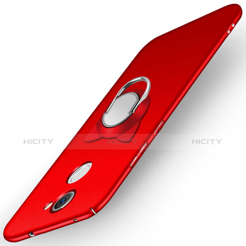 Funda Dura Plastico Rigida Mate con Anillo de dedo Soporte A05 para Huawei Enjoy 7 Plus Rojo