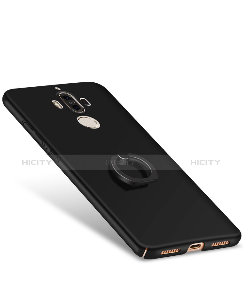 Funda Dura Plastico Rigida Mate con Anillo de dedo Soporte A05 para Huawei Mate 9 Negro