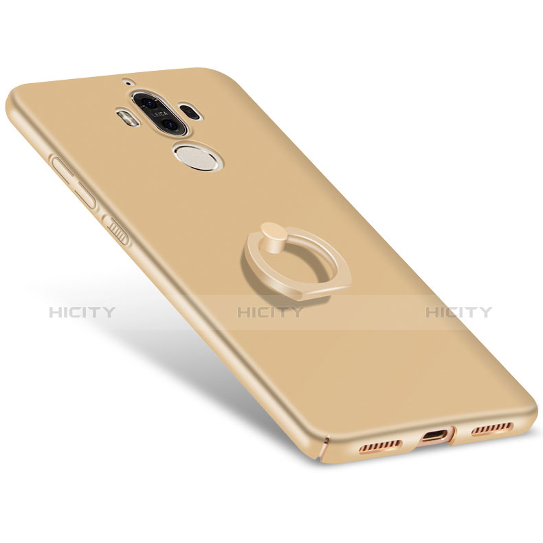 Funda Dura Plastico Rigida Mate con Anillo de dedo Soporte A05 para Huawei Mate 9 Oro