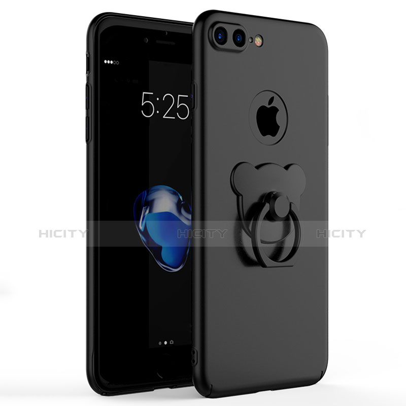 Funda Dura Plastico Rigida Mate con Anillo de dedo Soporte A06 para Apple iPhone 8 Plus Negro